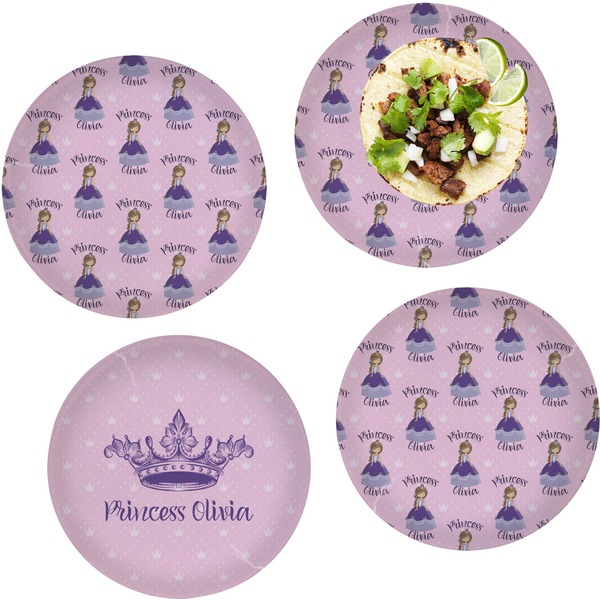 Custom Custom Princess Set of 4 Glass Lunch / Dinner Plate 10" (Personalized)