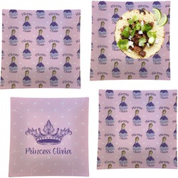 Custom Princess Set of 4 Glass Square Lunch / Dinner Plate 9.5" (Personalized)