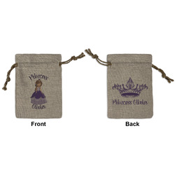 Custom Princess Small Burlap Gift Bag - Front & Back (Personalized)