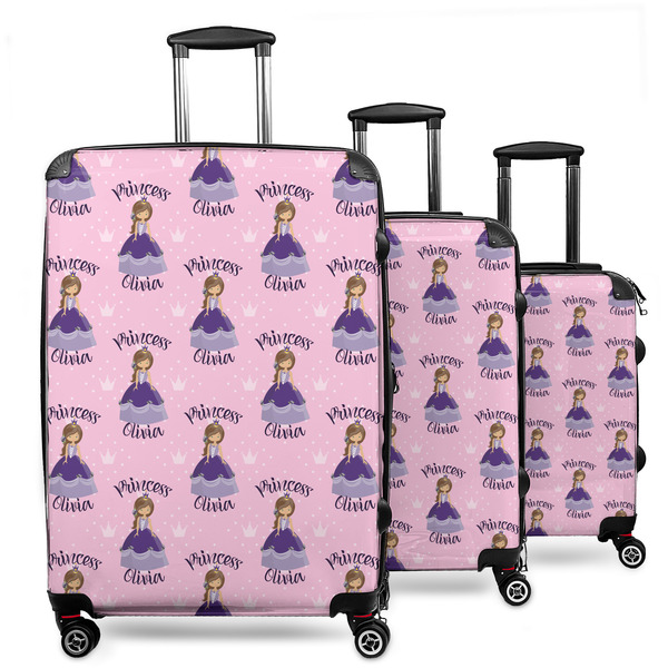 Custom Custom Princess 3 Piece Luggage Set - 20" Carry On, 24" Medium Checked, 28" Large Checked (Personalized)