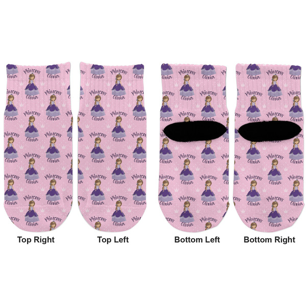 Custom Princess Toddler Ankle Socks - Double Pair - Front and Back - Apvl