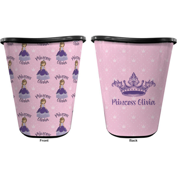 Custom Princess Trash Can Black - Front and Back - Apvl