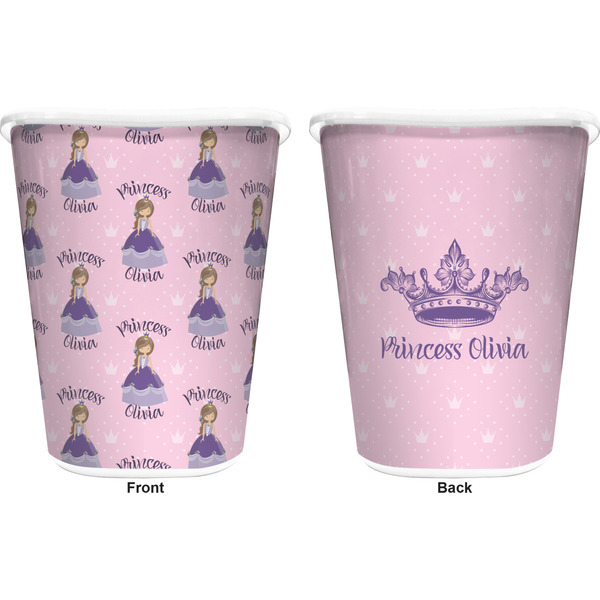 Custom Princess Trash Can White - Front and Back - Apvl