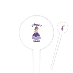 Custom Princess 4" Round Plastic Food Picks - White - Single Sided (Personalized)