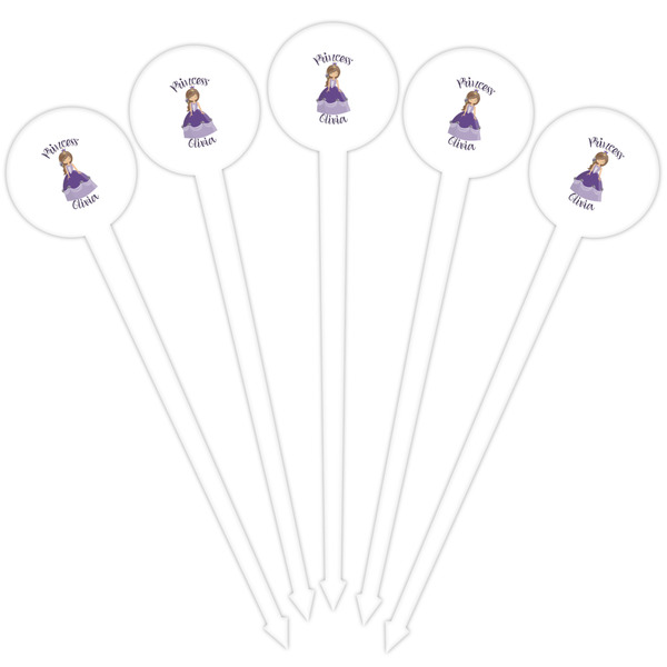 Custom Princess White Plastic 4" Food Pick - Round - Fan View