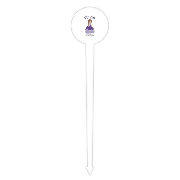 Custom Princess White Plastic 4" Food Pick - Round - Single Pick