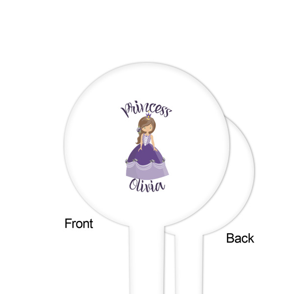 Custom Princess White Plastic 4" Food Pick - Round - Single Sided - Front & Back