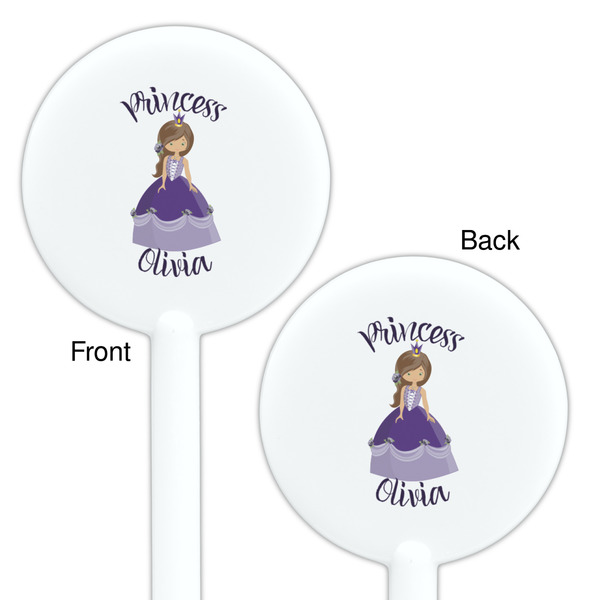Custom Princess White Plastic 5.5" Stir Stick - Double Sided - Round - Front & Back