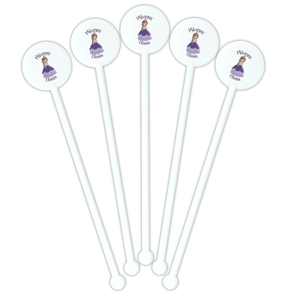 Custom Princess White Plastic 5.5" Stir Stick - Fan View