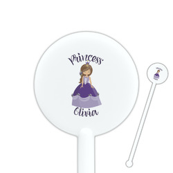 Custom Princess 5.5" Round Plastic Stir Sticks - White - Single Sided (Personalized)