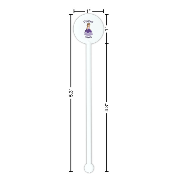 Custom Princess White Plastic 5.5" Stir Stick - Round - Dimensions