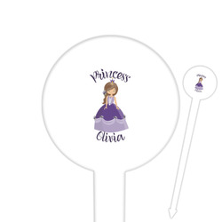 Custom Princess 6" Round Plastic Food Picks - White - Single Sided (Personalized)