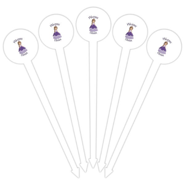 Custom Princess White Plastic 6" Food Pick - Round - Fan View