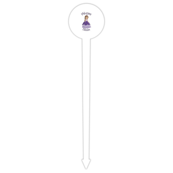 Custom Princess White Plastic 6" Food Pick - Round - Single Pick