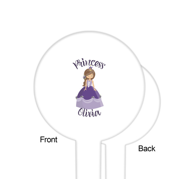 Custom Princess White Plastic 6" Food Pick - Round - Single Sided - Front & Back