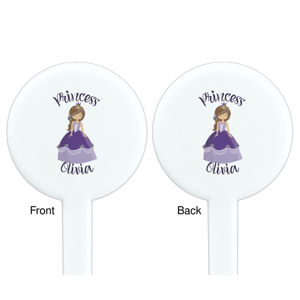 Custom Princess White Plastic 7" Stir Stick - Double Sided - Round - Front & Back