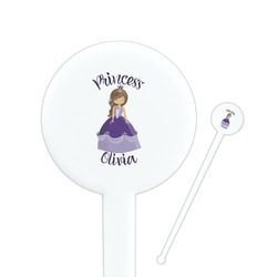 Custom Princess 7" Round Plastic Stir Sticks - White - Double Sided (Personalized)