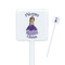 Custom Princess White Plastic Stir Stick - Square - Closeup