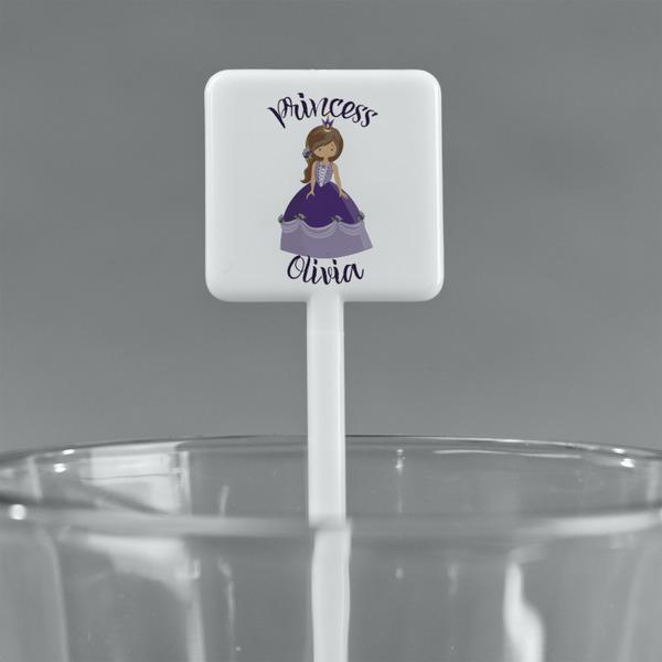 Custom Princess White Plastic Stir Stick - Square - Main