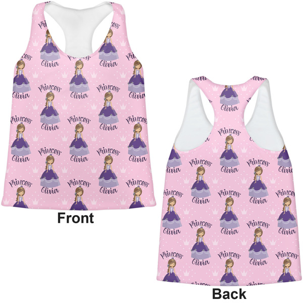 Custom Princess Womens Racerback Tank Tops - Medium - Front and Back