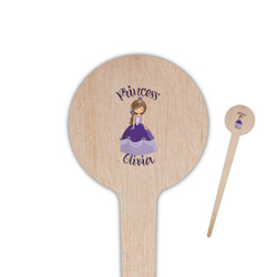 Custom Princess 4" Round Wooden Food Picks - Single Sided (Personalized)