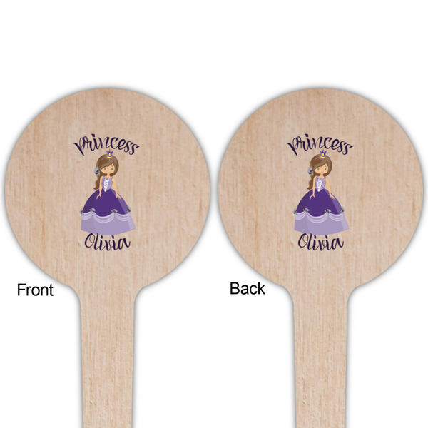 Custom Princess Wooden 4" Food Pick - Round - Double Sided - Front & Back