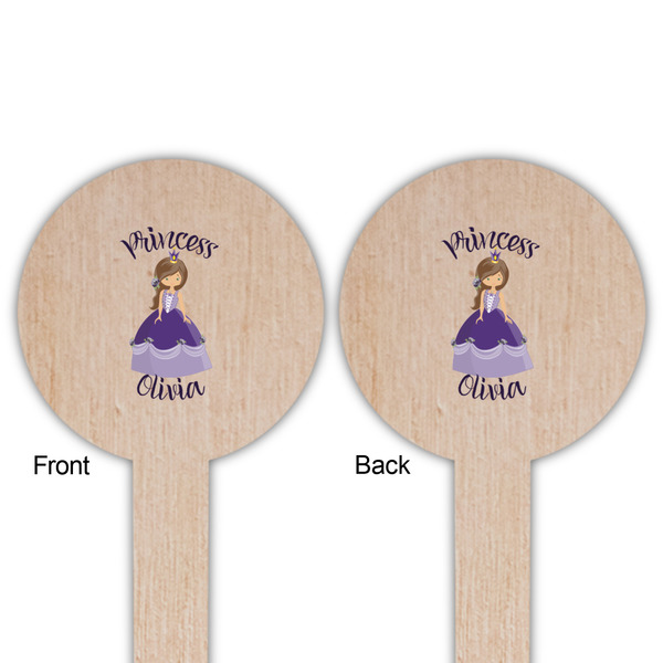 Custom Princess Wooden 6" Food Pick - Round - Double Sided - Front & Back