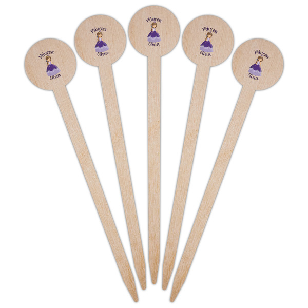 Custom Princess Wooden 6" Food Pick - Round - Fan View