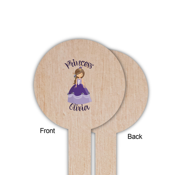 Custom Princess Wooden 6" Food Pick - Round - Single Sided - Front & Back