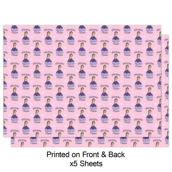 Custom Princess Wrapping Paper Sheet - Double Sided - Front