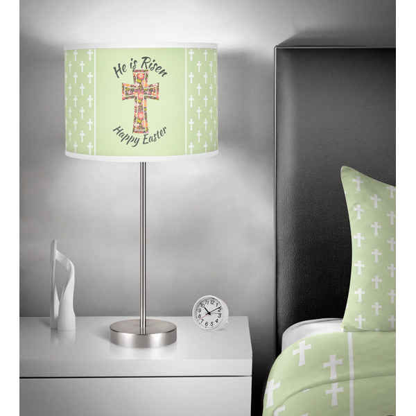 Easter Cross 13 inch drum lamp shade - in room