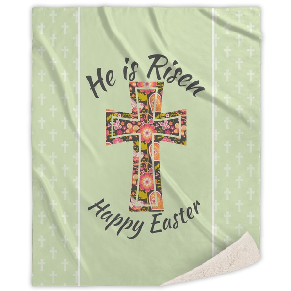 Custom Easter Cross Sherpa Throw Blanket - 60"x80"