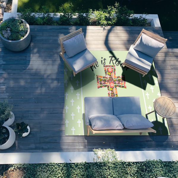 Easter Cross 8'x10' Patio Rug - In context