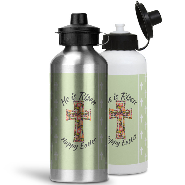Easter Cross Aluminum Water Bottles - MAIN (white &silver)