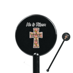 Easter Cross 5.5" Round Plastic Stir Sticks - Black - Double Sided