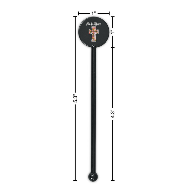 Easter Cross Black Plastic 5.5" Stir Stick - Round - Dimensions