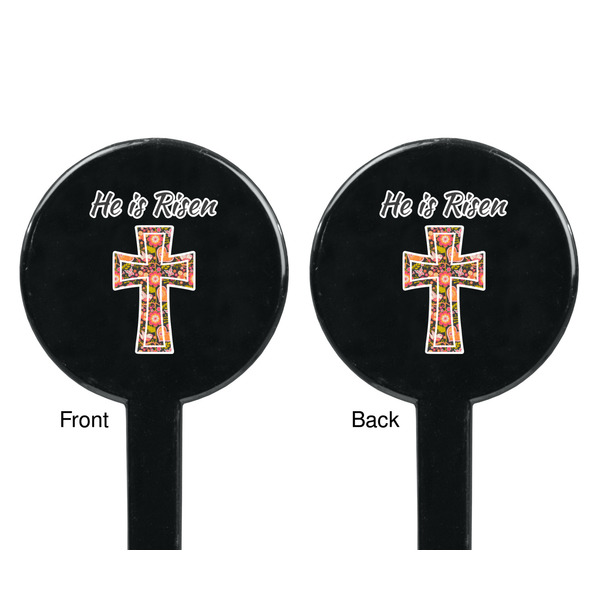 Easter Cross Black Plastic 7" Stir Stick - Double Sided - Round - Front & Back