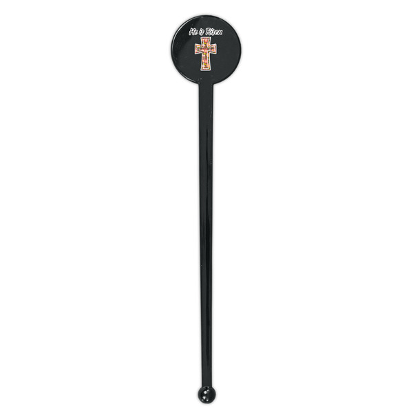 Easter Cross Black Plastic 7" Stir Stick - Round - Single Stick