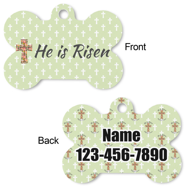 Easter Cross Bone Shaped Dog Tag - Front & Back