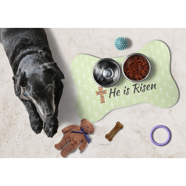 Easter Cross Bone Shaped Mat w/ Food & Water