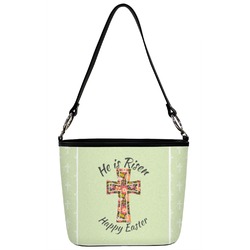 Easter Cross Bucket Bag w/ Genuine Leather Trim
