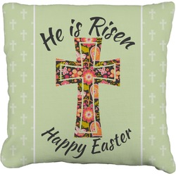 Easter Cross Faux-Linen Throw Pillow 18"