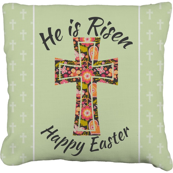 Custom Easter Cross Faux-Linen Throw Pillow 18"