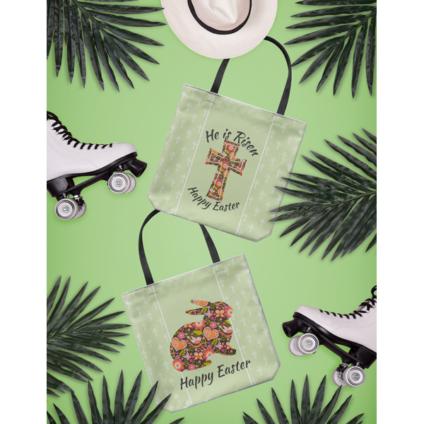 Easter Cross Canvas Tote Lifestyle Front and Back- 13x13