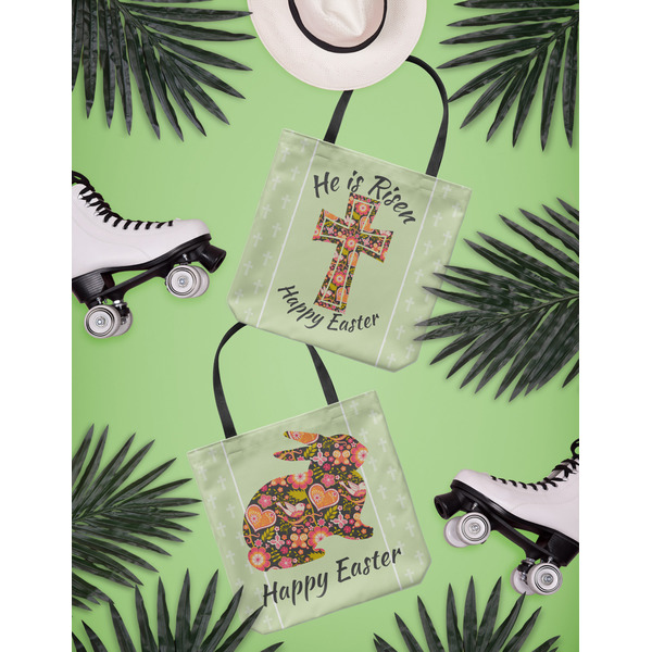 Easter Cross Canvas Tote Lifestyle Front and Back