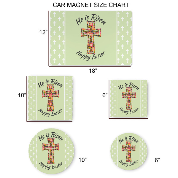 Easter Cross Car Magnets - SIZE CHART
