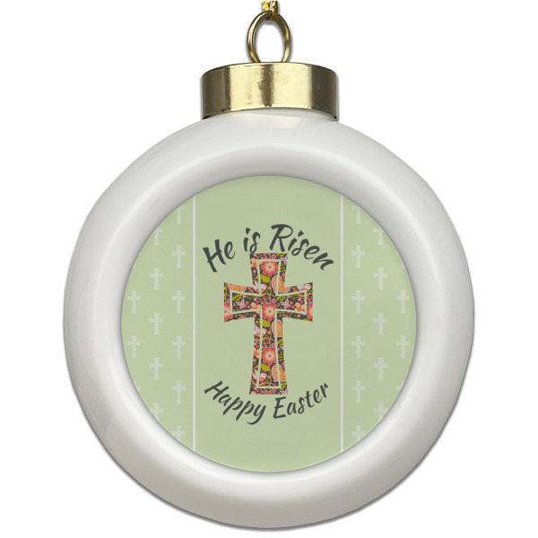 Custom Easter Cross Ceramic Ball Ornament