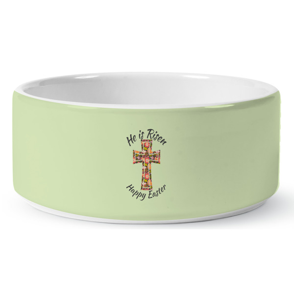 Easter Cross Ceramic Dog Bowl - Medium - Front