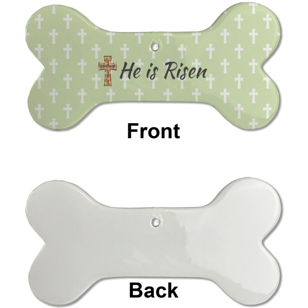 Easter Cross Ceramic Flat Ornament - Bone Front & Back Single Print (APPROVAL)