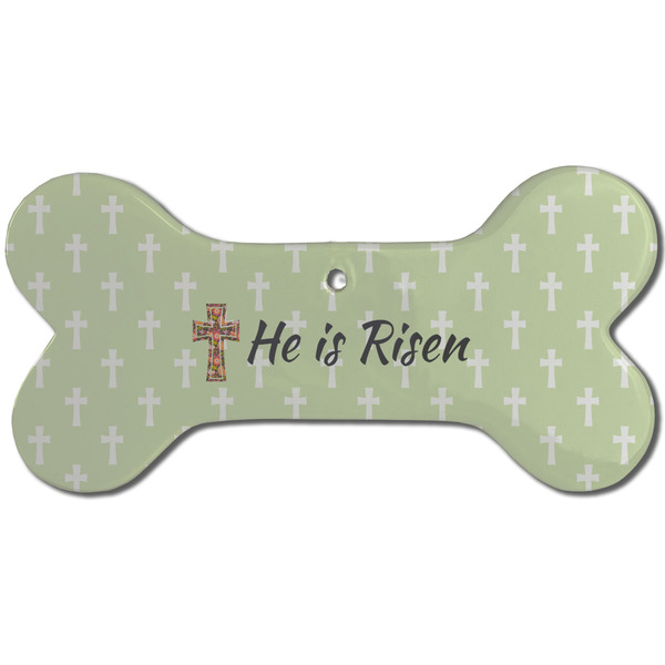 Custom Easter Cross Ceramic Dog Ornament - Front